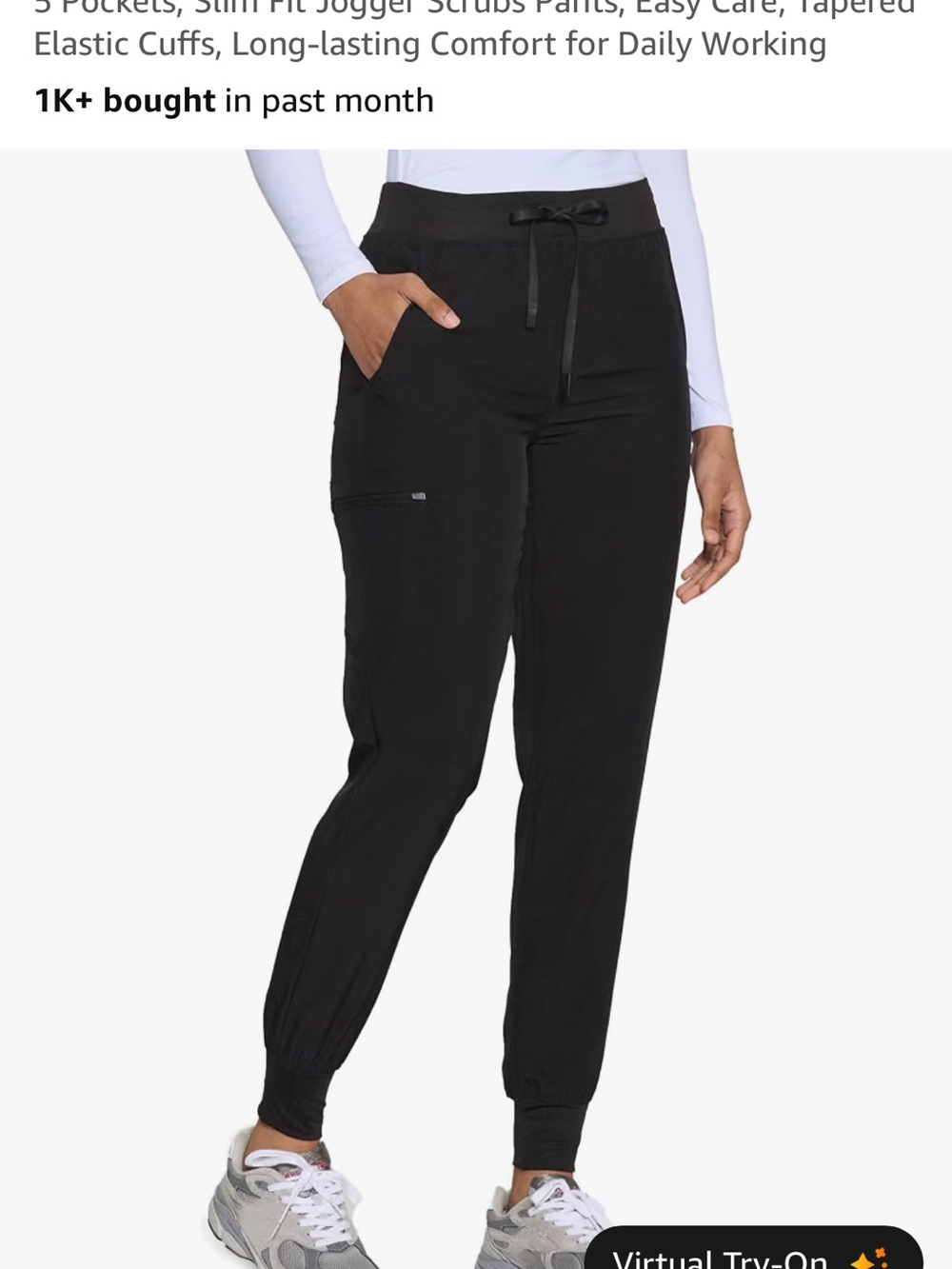 Women’s Black Jogger Scrub Pants with Drawstring Waist